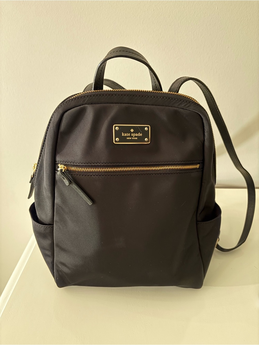 kate spade Black Nylon Small Backpack with Gold Hardware